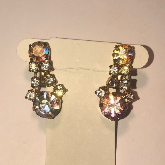 VTG Confirmed Juliana DE Aurora Borealis Screw Clip On Earrings .9” - Picture 3 of 7